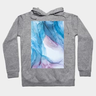 Alcohol ink sparkling blue, pink colors. Hoodie